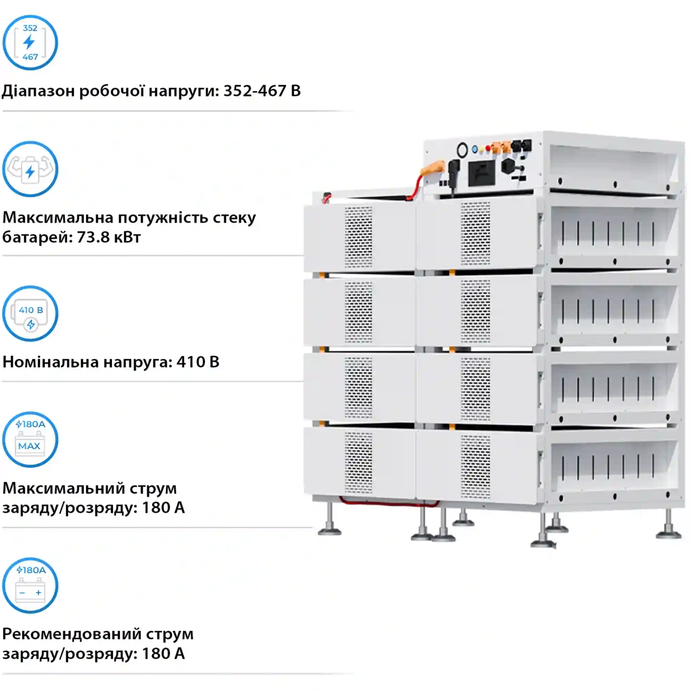 Купить Блок батарей DEYE BOS-B Pro-A3 8шт LiFePO4 HV 410V 314Ah 128kWh с BMS (BOS-B-PRO-128kWh) - фото 4