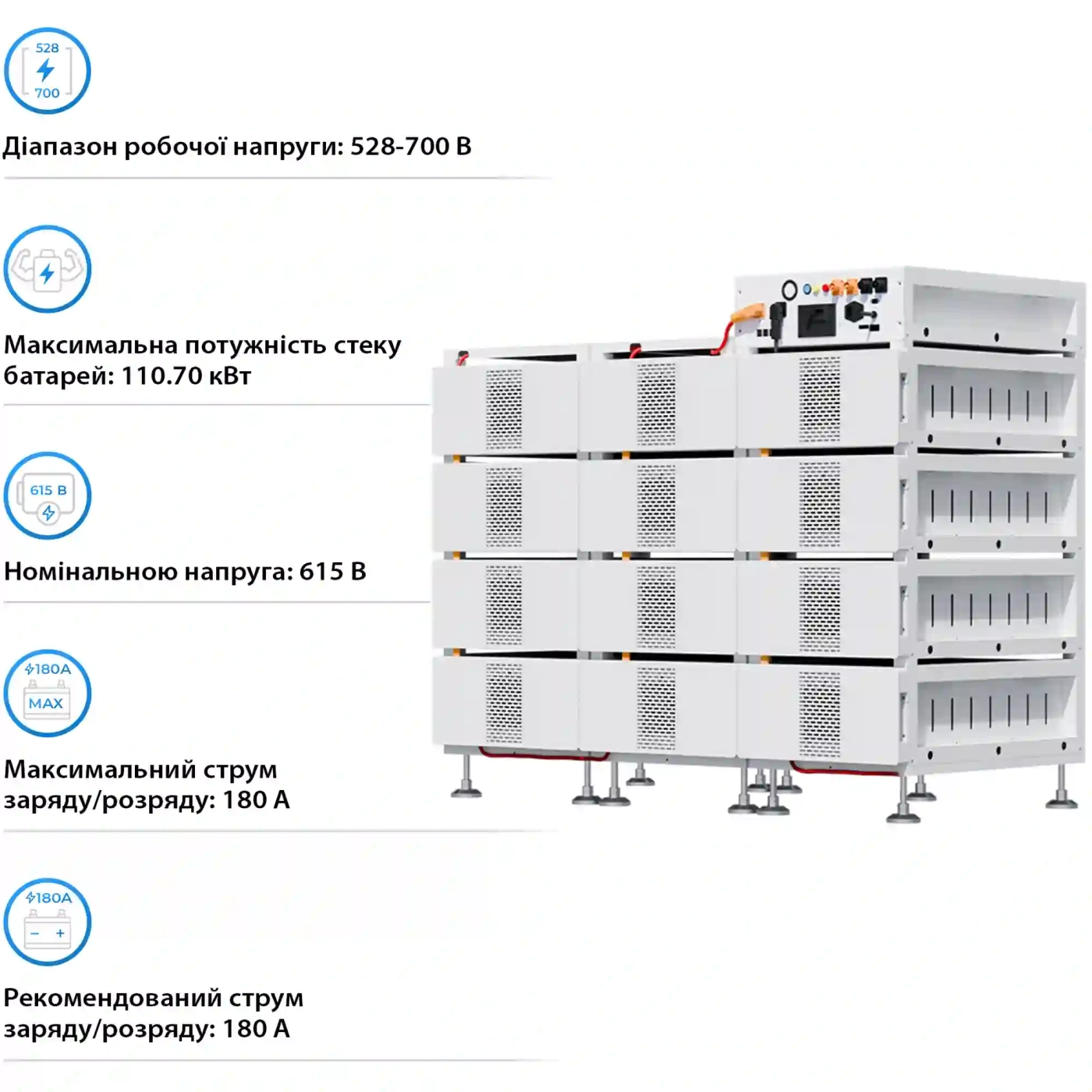 Купить Блок батарей DEYE BOS-B Pro-A3 12шт LiFePO4 HV 615V 314Ah 192kWh с BMS (BOS-B-PRO-192kWh) - фото 4