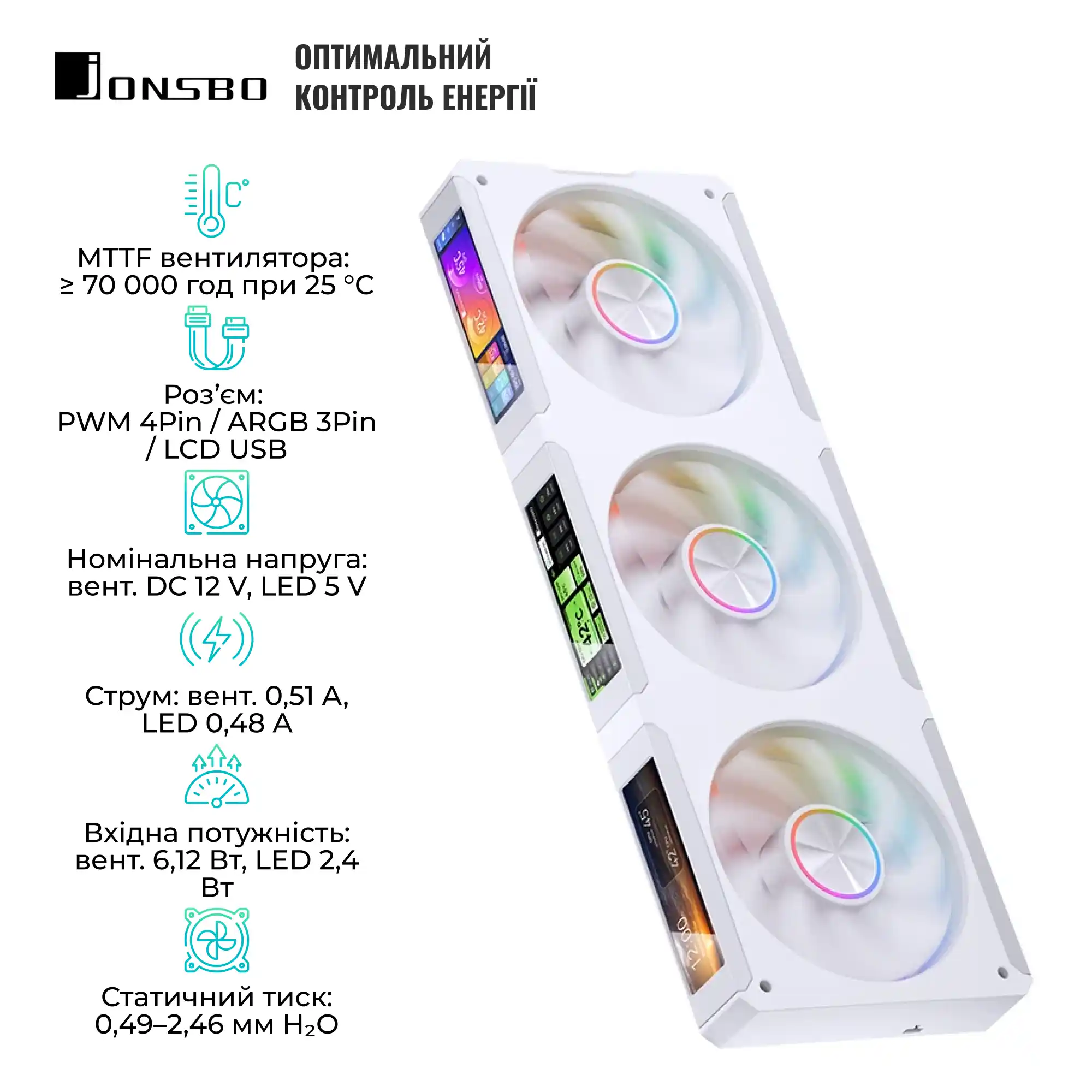 Купить Вентилятор Jonsbo ZC-360W White - фото 5