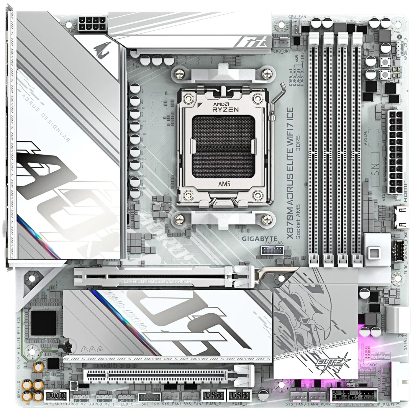 Купити Материнська плата GIGABYTE X870M AORUS ELITE WIFI7 ICE - фото 2