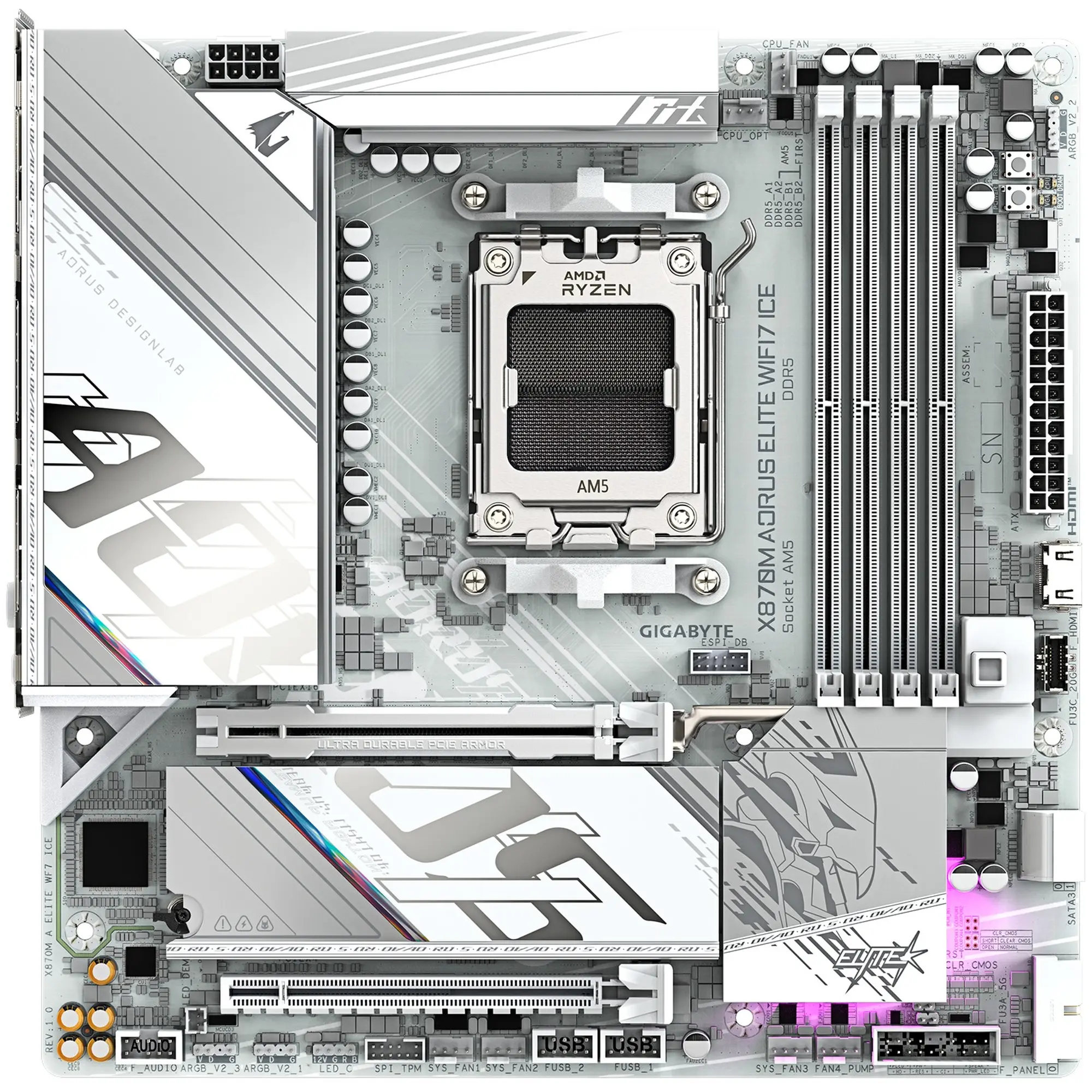 Купити Материнська плата GIGABYTE X870M AORUS ELITE WIFI7 ICE - фото 2