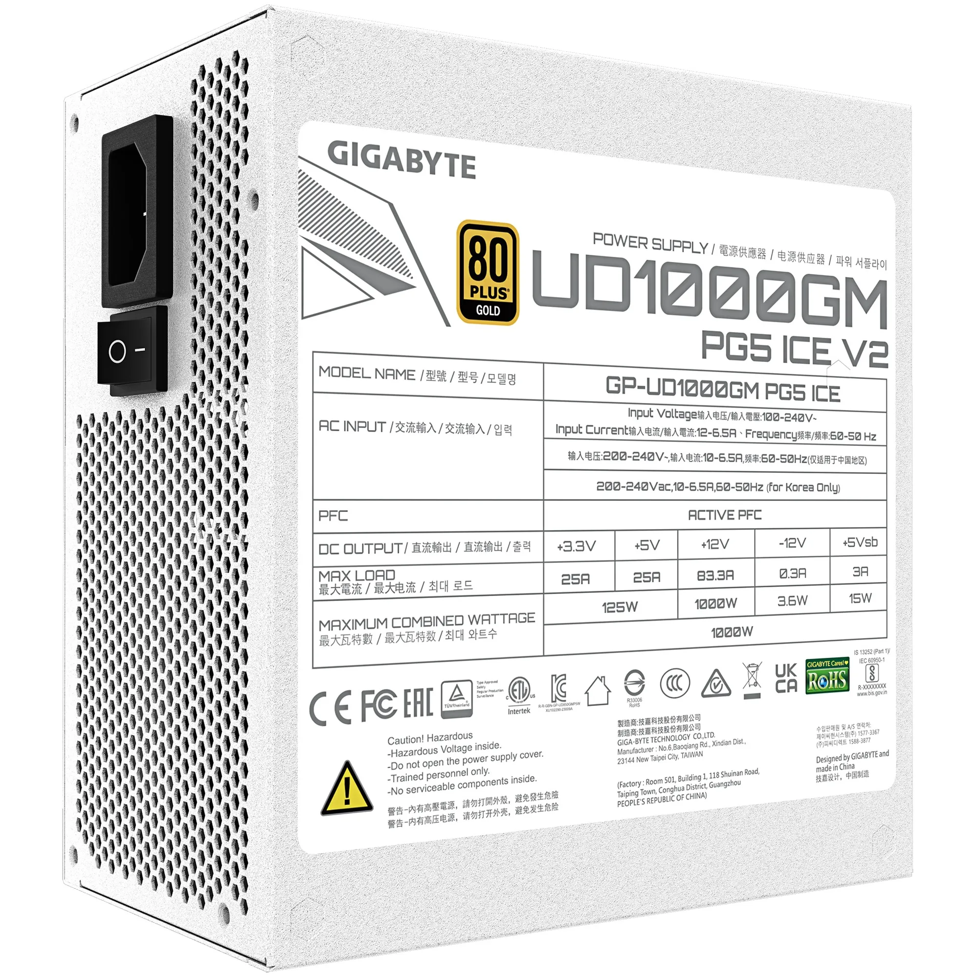 Купити Блок живлення GIGABYTE UD1000GM PG5 ICE 1000W 80+ Gold (GP-UD1000GM PG5 ICE) - фото 5
