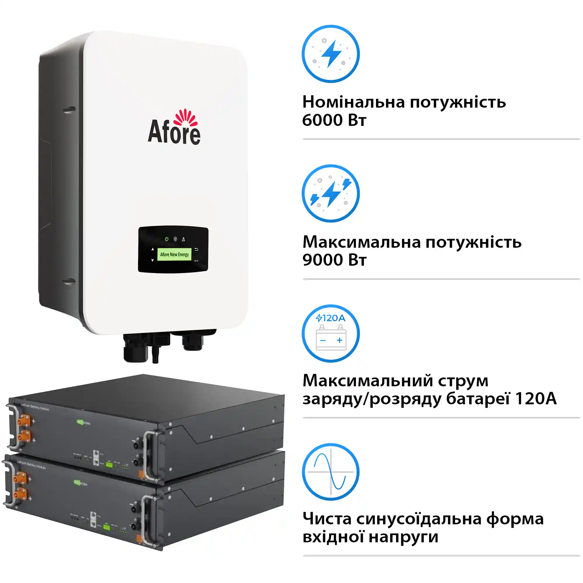 Купить Система хранения энергии Afore SV-1AF6K1-LES10.2K1 6kW 10.2kWh 2BAT LiFePO4 6000 циклов (SV-1AF6K1-LES10.2K1) - фото 3