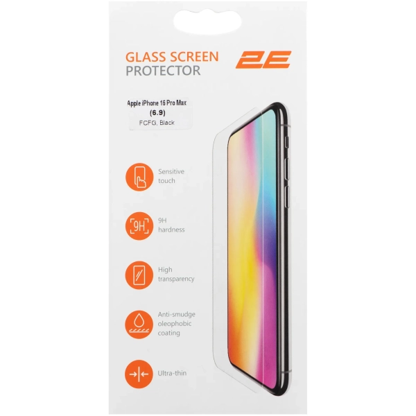 Купити Захисне скло 2E для Apple iPhone 16 Pro Max (6.9) 2.5D FCFG (1 Pack) Black  (2E-IP-16PM-6.9-SMFCFG-BB) - фото 2