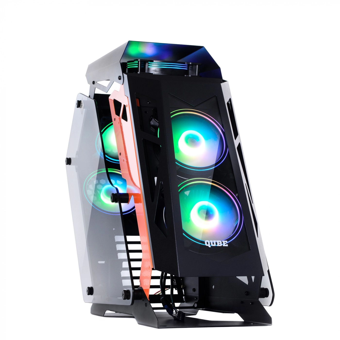 Купити Корпус QUBE STALKER Black-Orange (STALKER_FMBU3) + набор кабелей для БП QUBE Black-Orangе (QBWSET24P2x8P2x8PBO) - фото 1