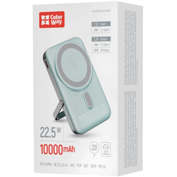 Купить Повербанк УМБ ColorWay 10000mAh 22.5W Aquamarine (CW-PB100LPA2MT-WPDD) - фото 5