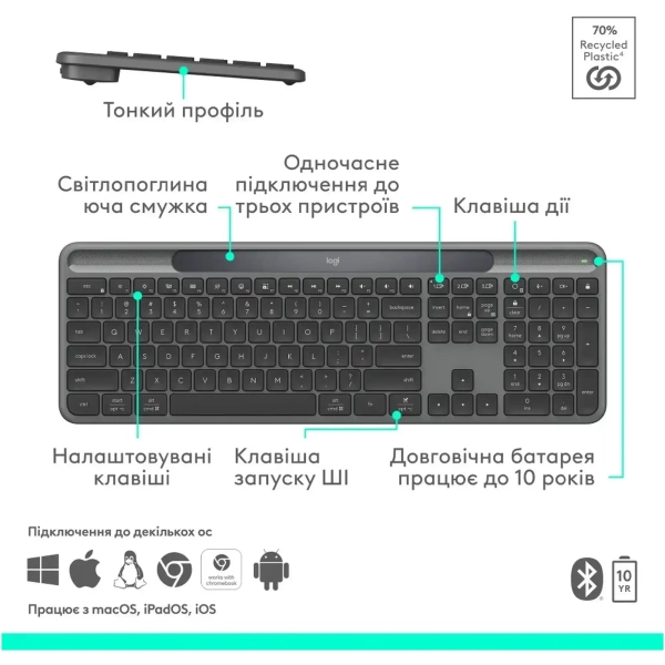 Купить Клавиатура Logitech Signature Slim Solar Plus K980 Graphite (920-013764) - фото 7