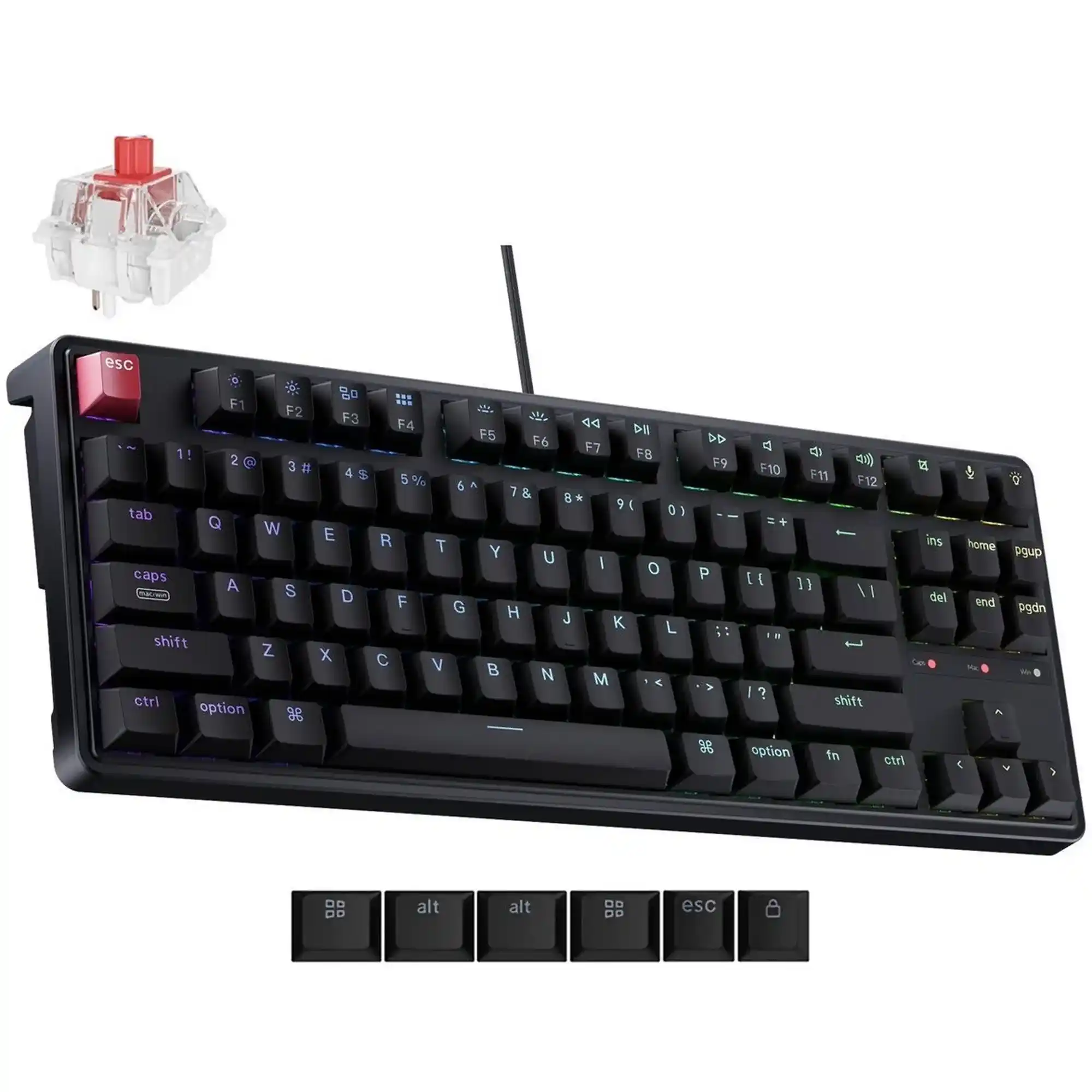Купить Клавиатура Keychron C3 Pro V2 87Key RGB Hot-Swap K pro Red EN/UKR Black (C3PX-H1-UA) - фото 2