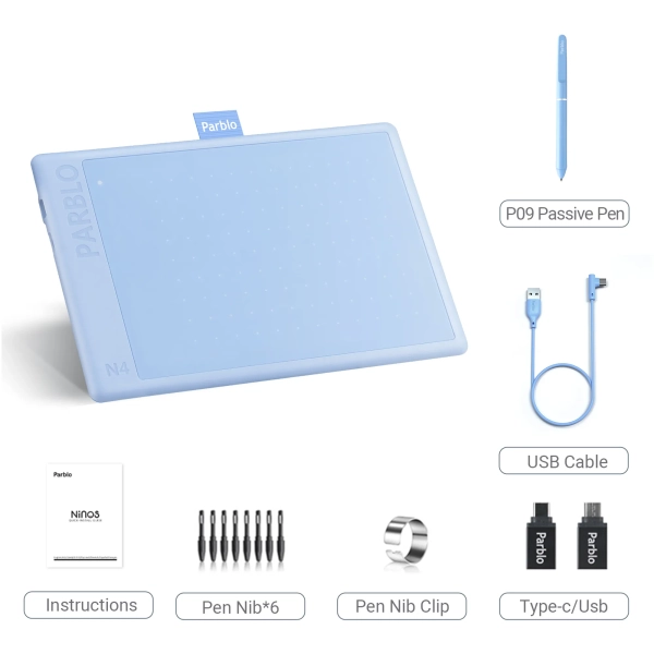 Купить Графический планшет Parblo Ninos N4 Blue (NINOSN4B) - фото 3