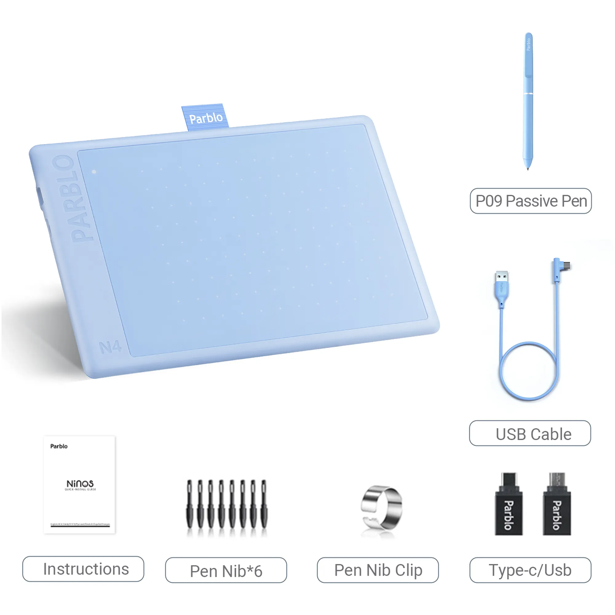 Купить Графический планшет Parblo Ninos N4 Blue (NINOSN4B) - фото 3