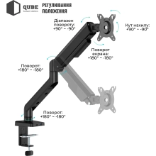 Купить Крепление для монитора (кронштейн) Qube 4012MB.USB до 40" 2-12 кг, механическая пружина - фото 5