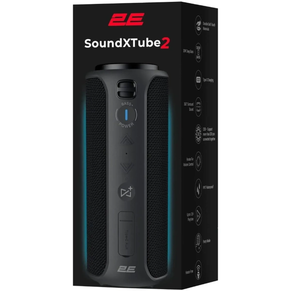 Купити Акустична система 2E SoundXTube2 TWS MP3 Wireless Waterproof Black (2E-BSSXT2WBK) - фото 6