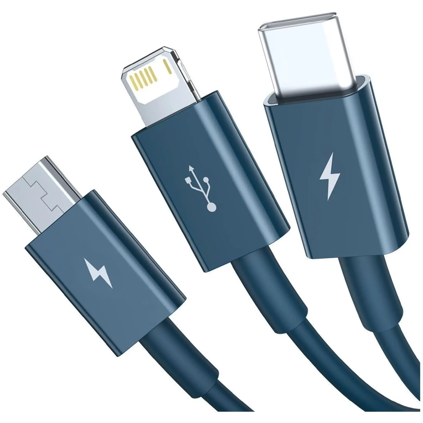 Купить Кабель Baseus Superior Series Fast Charging 3-in-1 (Micro USB+Lightning+Type-C) 3.5A (1.5m) Blue (CAMLTYS-03) - фото 2