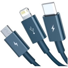 Купить Кабель Baseus Superior Series Fast Charging 3-in-1 (Micro USB+Lightning+Type-C) 3.5A (1.5m) Blue (CAMLTYS-03) - фото 2