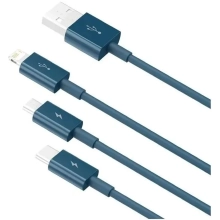Купить Кабель Baseus Superior Series Fast Charging 3-in-1 (Micro USB+Lightning+Type-C) 3.5A (1.5m) Blue (CAMLTYS-03) - фото 3
