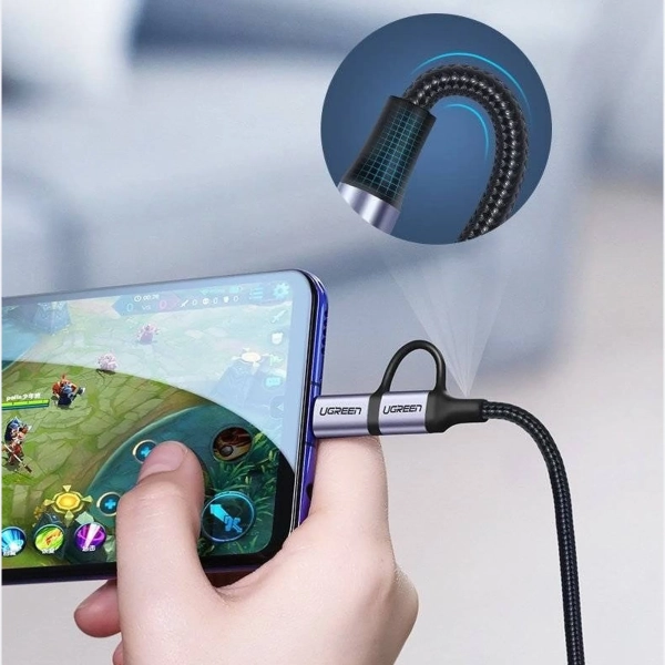 Купить Кабель UGREEN US177 USB 2.0 to MicroUSB + USB Type-C 3A 1m Black (30875) - фото 4