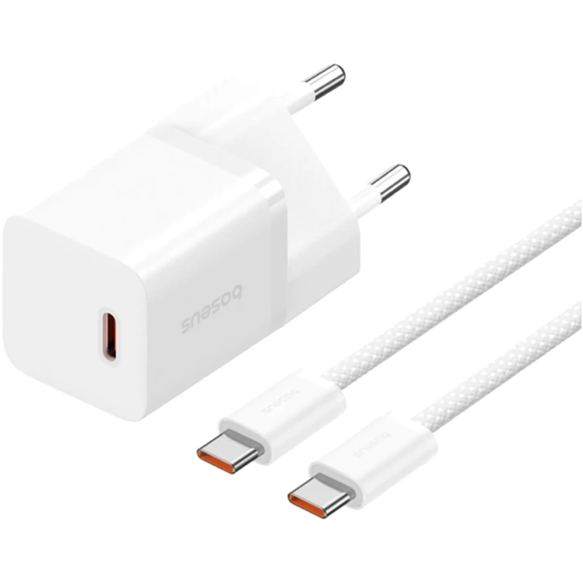 Купити Зарядний пристрій Baseus GaN5 Mini 1C 30W Moon White + кабель USB-C 100W 1m Moon White (P10110902213-00) - фото 1