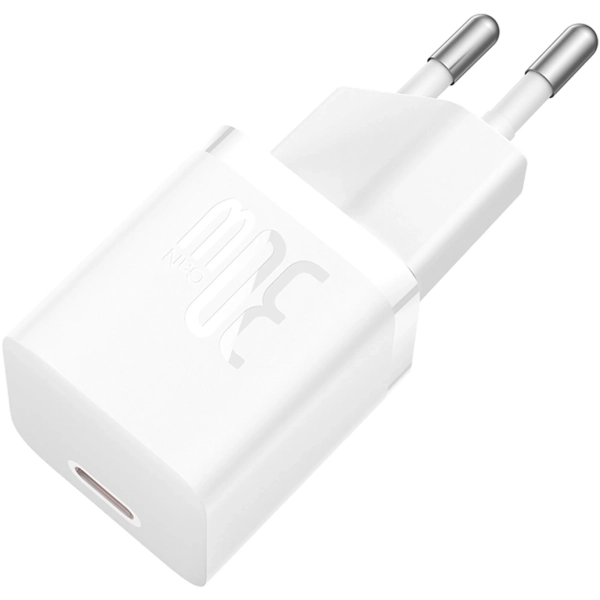 Купити Зарядний пристрій Baseus GaN5 Mini 1C 30W Moon White + кабель USB-C 100W 1m Moon White (P10110902213-00) - фото 5