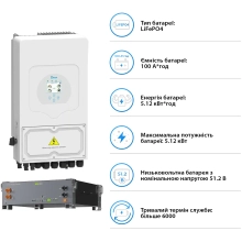 Купить Система хранения энергии DEYE SV-1DE6K2-LEC5K1-1 6kW 5.1kWh 1BAT LiFePO4 ≥6000 циклов (SV-1DE6K2-LEC5K1-1) - фото 5