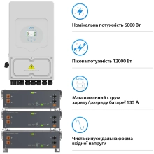 Купить Система хранения энергии DEYE SV-1DE6K2-LEC15K1-1 6kW 15.4kWh 3BAT LiFePO4 ≥6000 циклов (SV-1DE6K2-LEC15K1-1) - фото 3