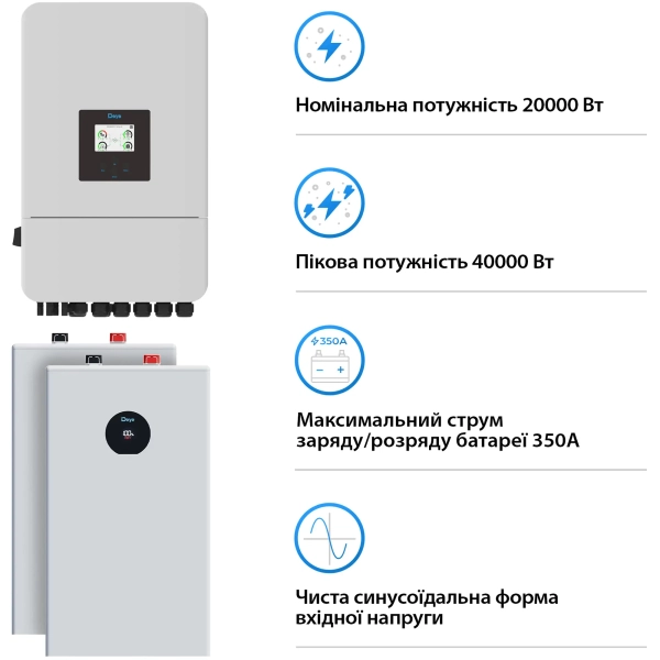 Купить Система хранения энергии DEYE SV-3DE20K1-LDE32K1-1 20kW 32.2kWh 2BAT LiFePO4 ≥6000 циклов (SV-3DE20K1-LDE32K1-1) - фото 3
