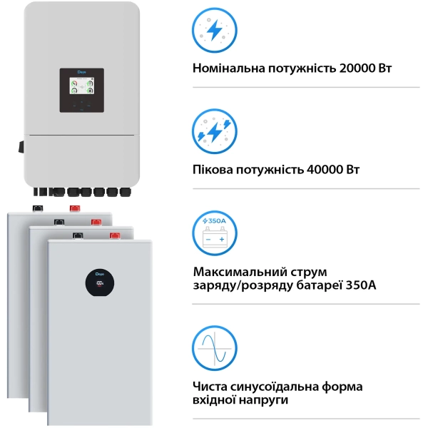 Купить Система хранения энергии DEYE SV-3DE20K1-LDE48K1-1 20kW 48.2kWh 3BAT LiFePO4 ≥6000 циклов (SV-3DE20K1-LDE48K1-1) - фото 3