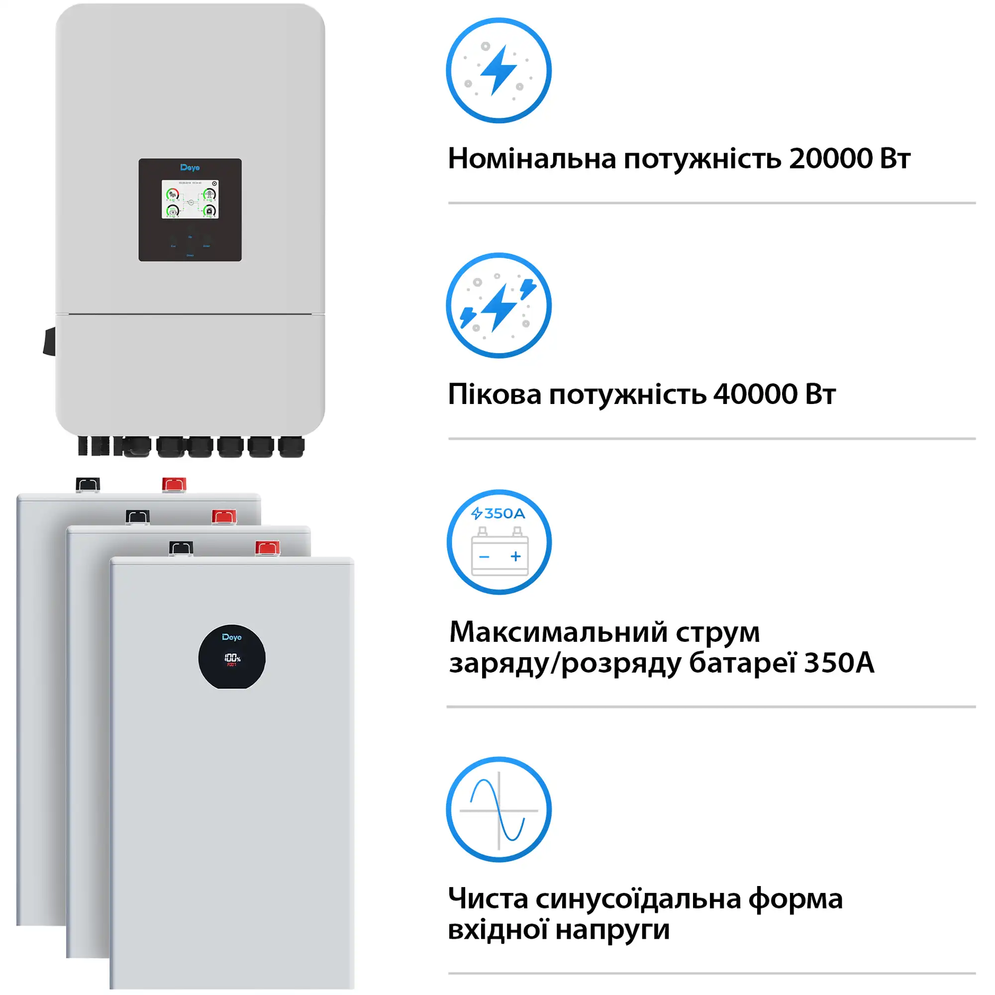 Купить Система хранения энергии DEYE SV-3DE20K1-LDE48K1-1 20kW 48.2kWh 3BAT LiFePO4 ≥6000 циклов (SV-3DE20K1-LDE48K1-1) - фото 3