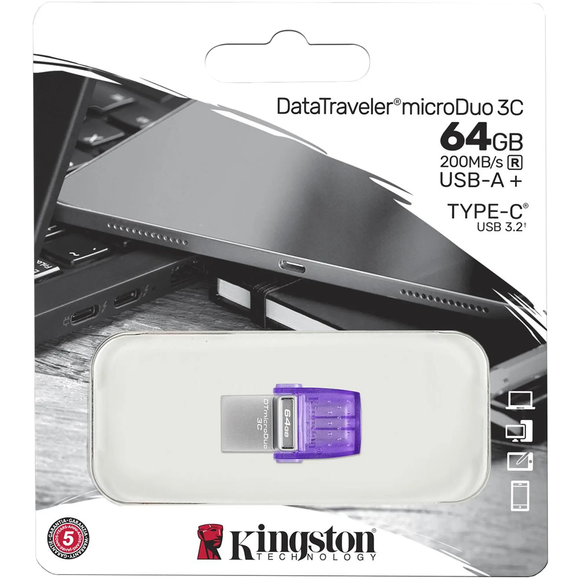 Купити Флеш накопичувач 64GB USB USB-C Kingston DataTraveler microDuo 3C (DTDUO3CG3/64GB) - фото 3