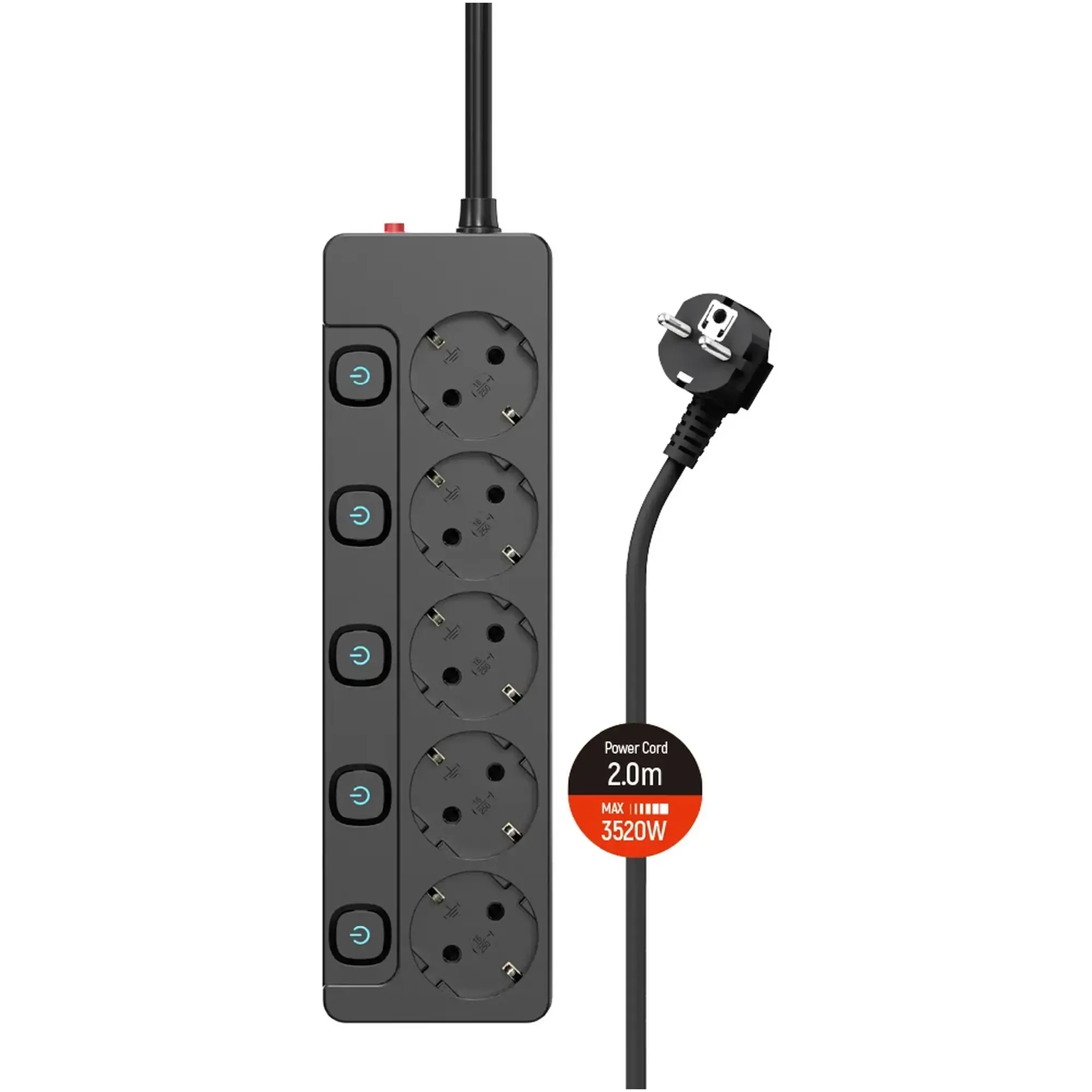 Купить Сетевой фильтр ColorWay 5 розеток 2м Black (CW-PSEA52SBK) - фото 3