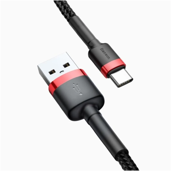 Купить Кабель Baseus Cafule USB - USB-C 2A 2m Red-Black (CATKLF-C91) - фото 3