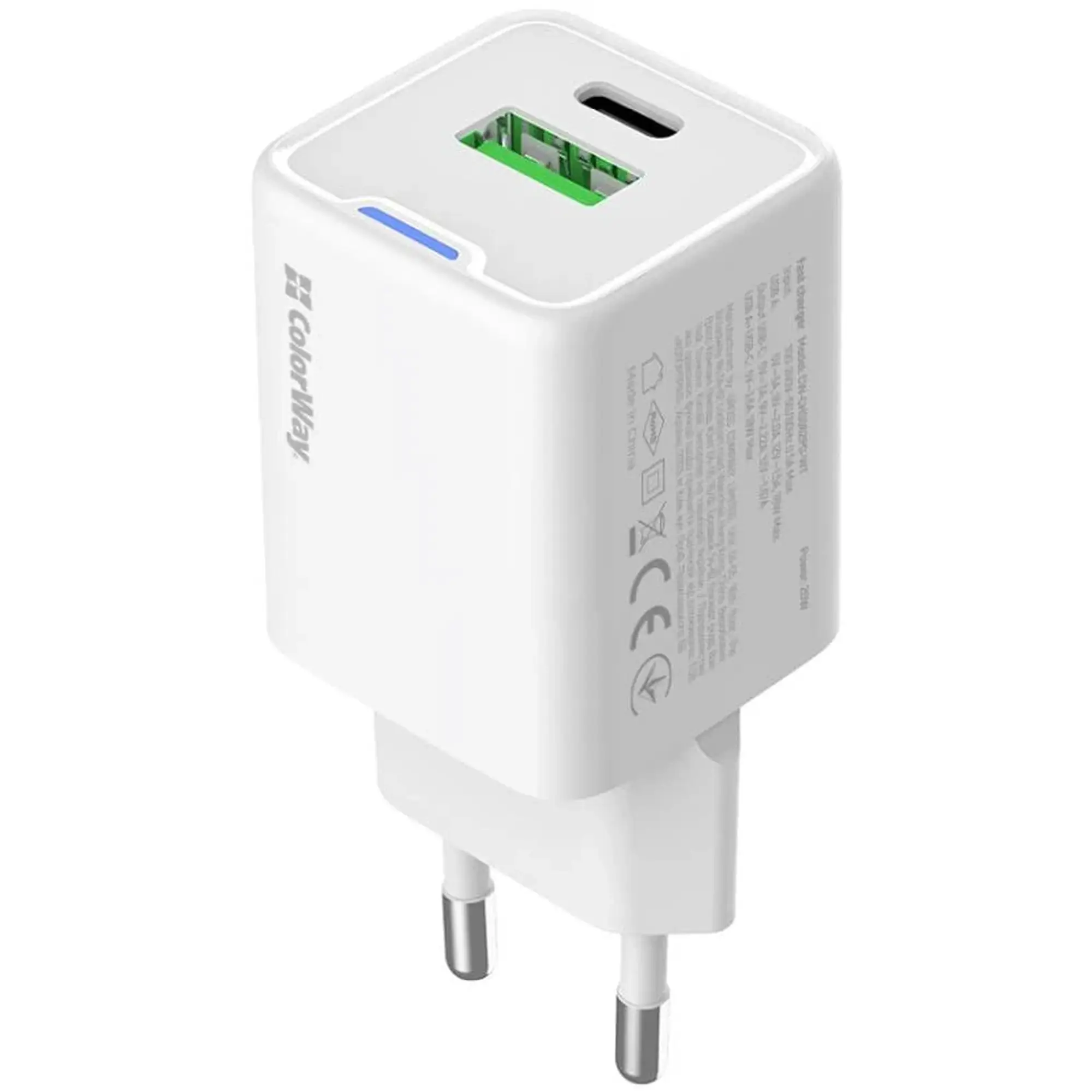 Купити Мережевий зарядний пристрій ColorWay GaN Mini 20W PD Port PPS USB White (CW-CHS062PD-WT) - фото 1
