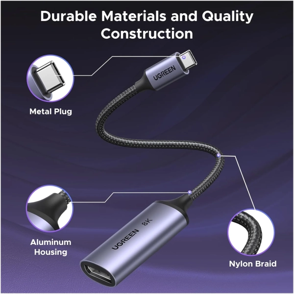 Купить Переходник UGREEN CM654 USB-C to DisplayPort Thunderbolt 4 Grey (15575) - фото 3