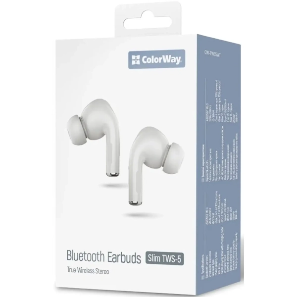 Купить Беспроводные наушники СolorWay Slim TWS-5 Earbuds White (CW-TWS5WT) - фото 6