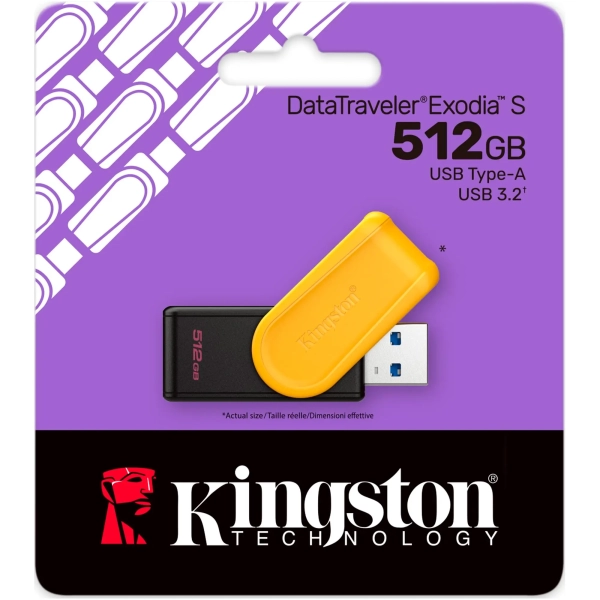 Купить Флеш-накопитель 512GB Kingston DataTraveler Exodia S USB 3.2 Black/Orange (DTXS/512GB) - фото 3