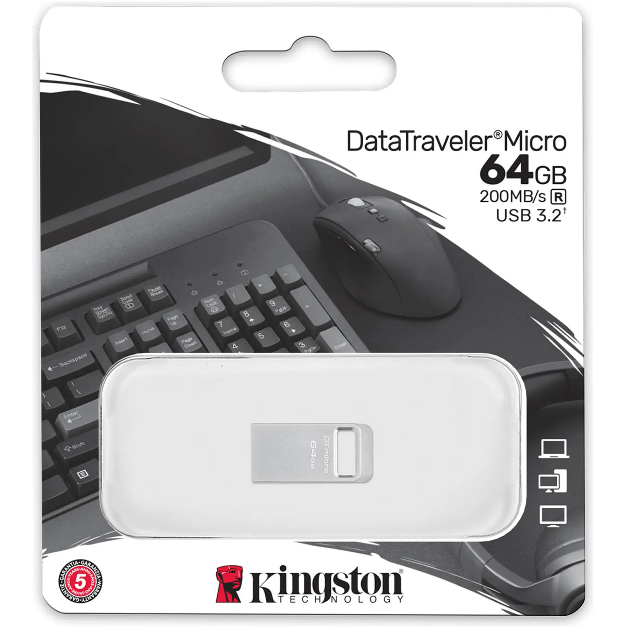 Купить Флеш накопитель 64GB USB Kingston DataTraveler Micro (DTMC3G2/64GB) - фото 3