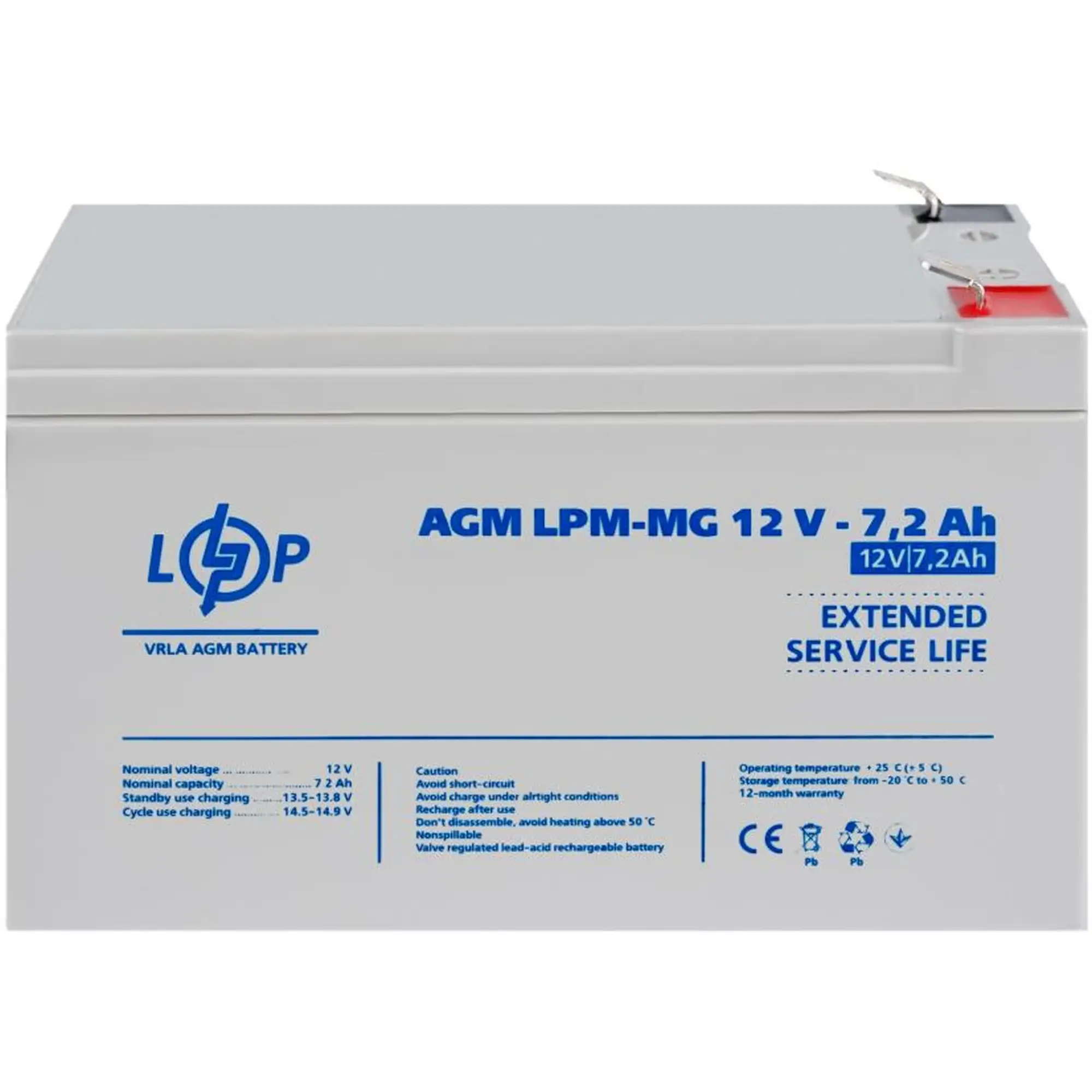 Купити Акумуляторна батарея до ДБЖ (UPS) LogicPower LPM-MG12-7.2AH (6553) - фото 2