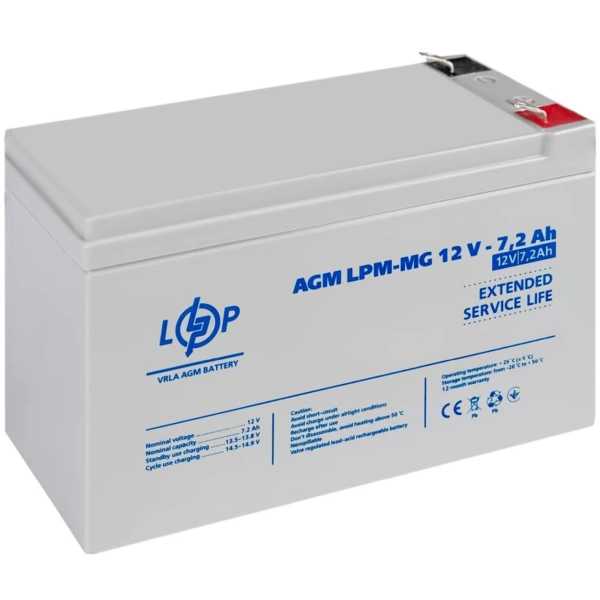 Купити Акумуляторна батарея до ДБЖ (UPS) LogicPower LPM-MG12-7.2AH (6553) - фото 3