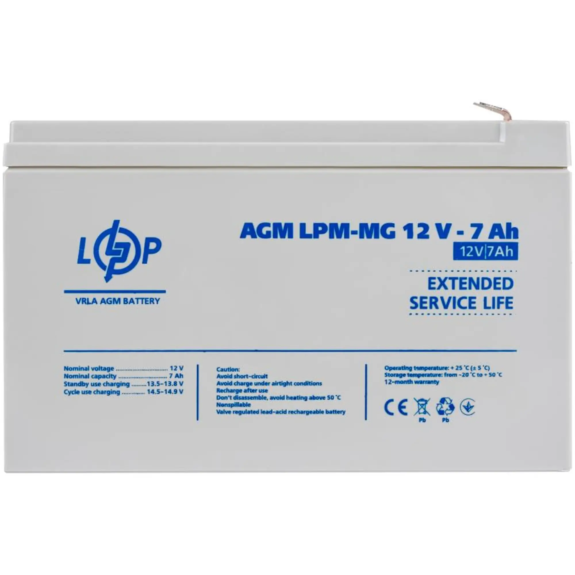 Купити Акумуляторна батарея до ДБЖ (UPS) LogicPower LPM-MG12-7АН (6552) - фото 1