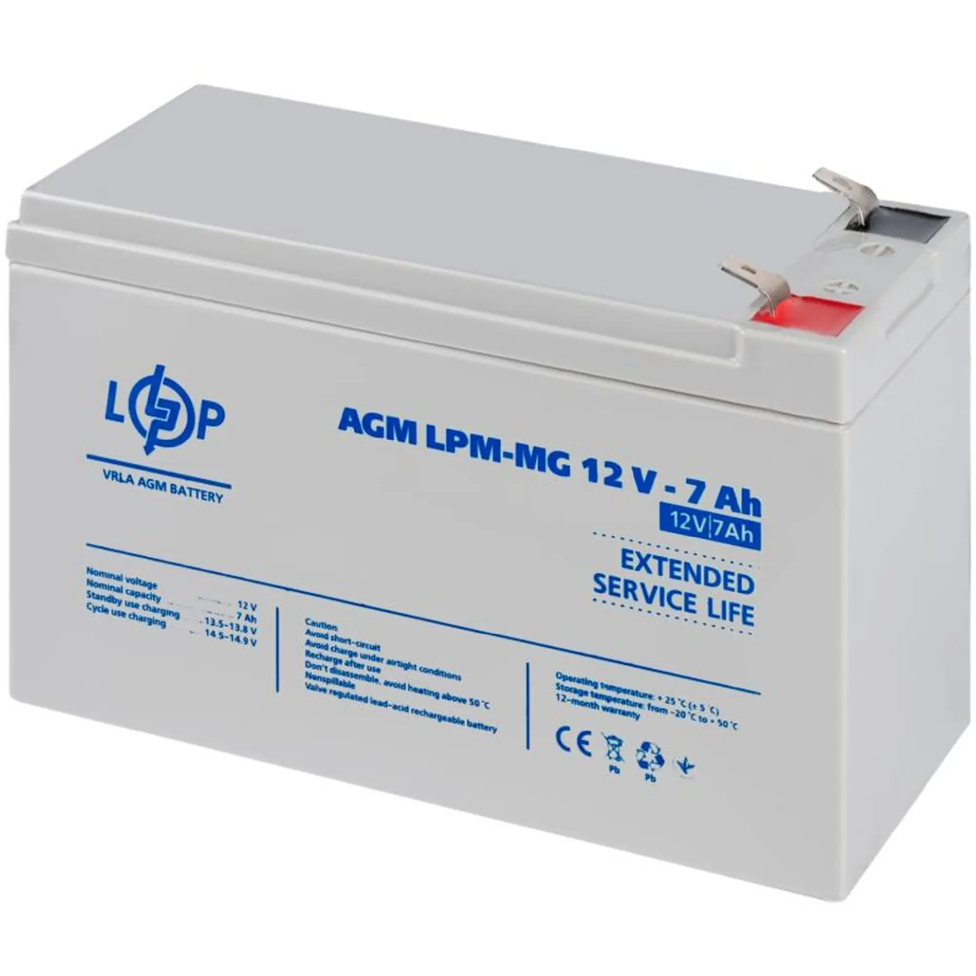 Купити Акумуляторна батарея до ДБЖ (UPS) LogicPower LPM-MG12-7АН (6552) - фото 4