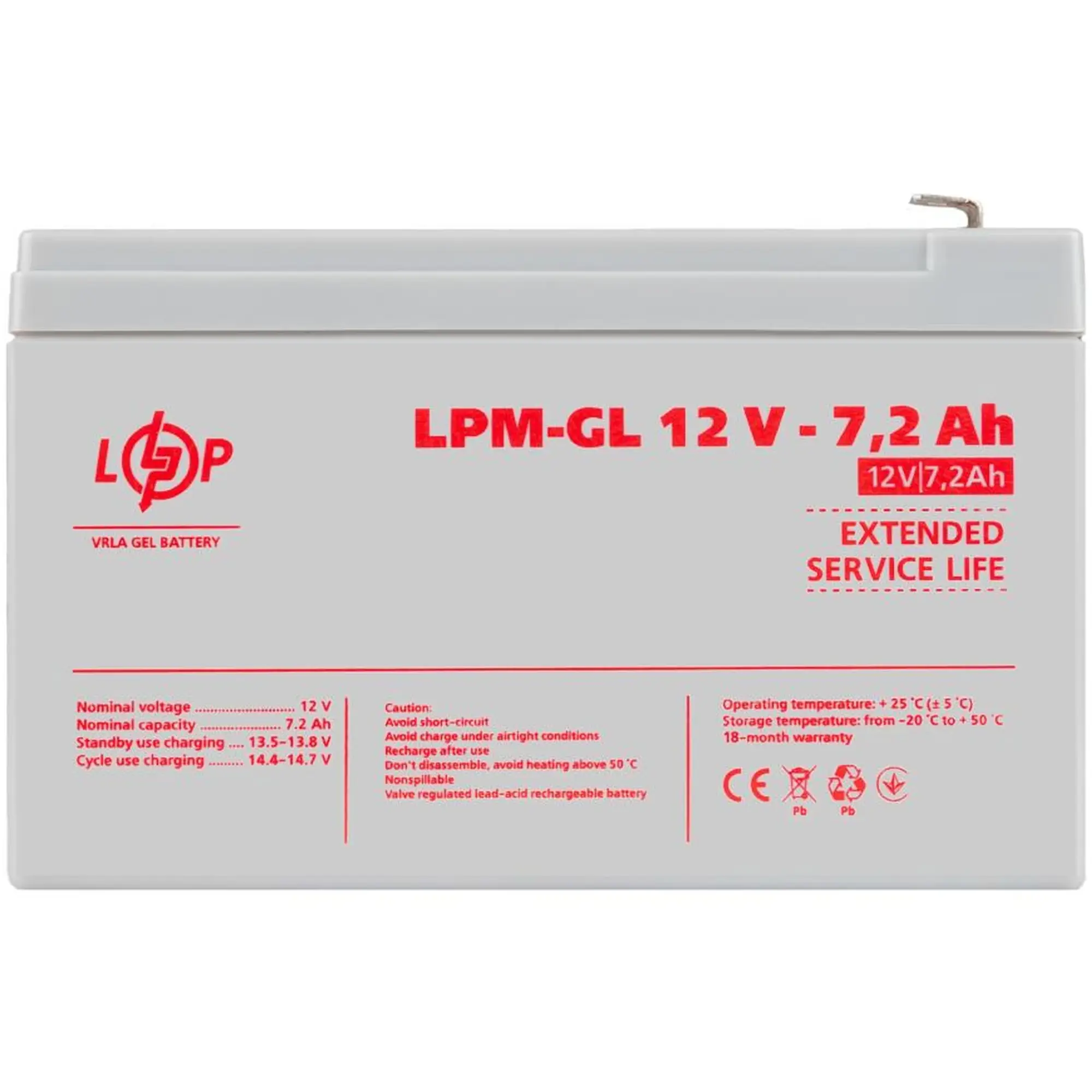 Купити Акумуляторна батарея до ДБЖ (UPS) LogicPower LPМ GL12-7,2АН (6561) - фото 1