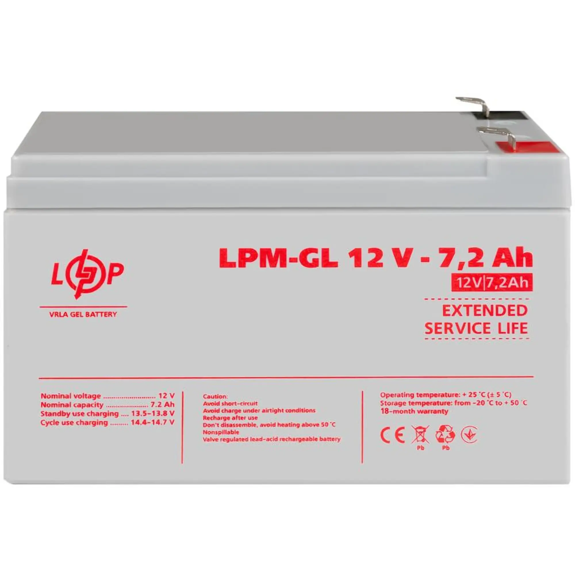 Купити Акумуляторна батарея до ДБЖ (UPS) LogicPower LPМ GL12-7,2АН (6561) - фото 2