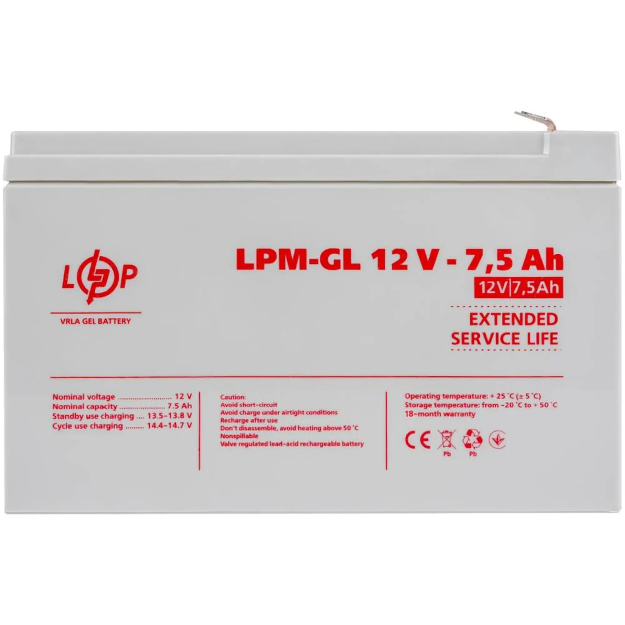 Купити Акумуляторна батарея до ДБЖ (UPS) LogicPower LPМ GL12-7,5АН (6562) - фото 1