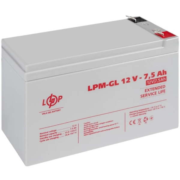 Купити Акумуляторна батарея до ДБЖ (UPS) LogicPower LPМ GL12-7,5АН (6562) - фото 3
