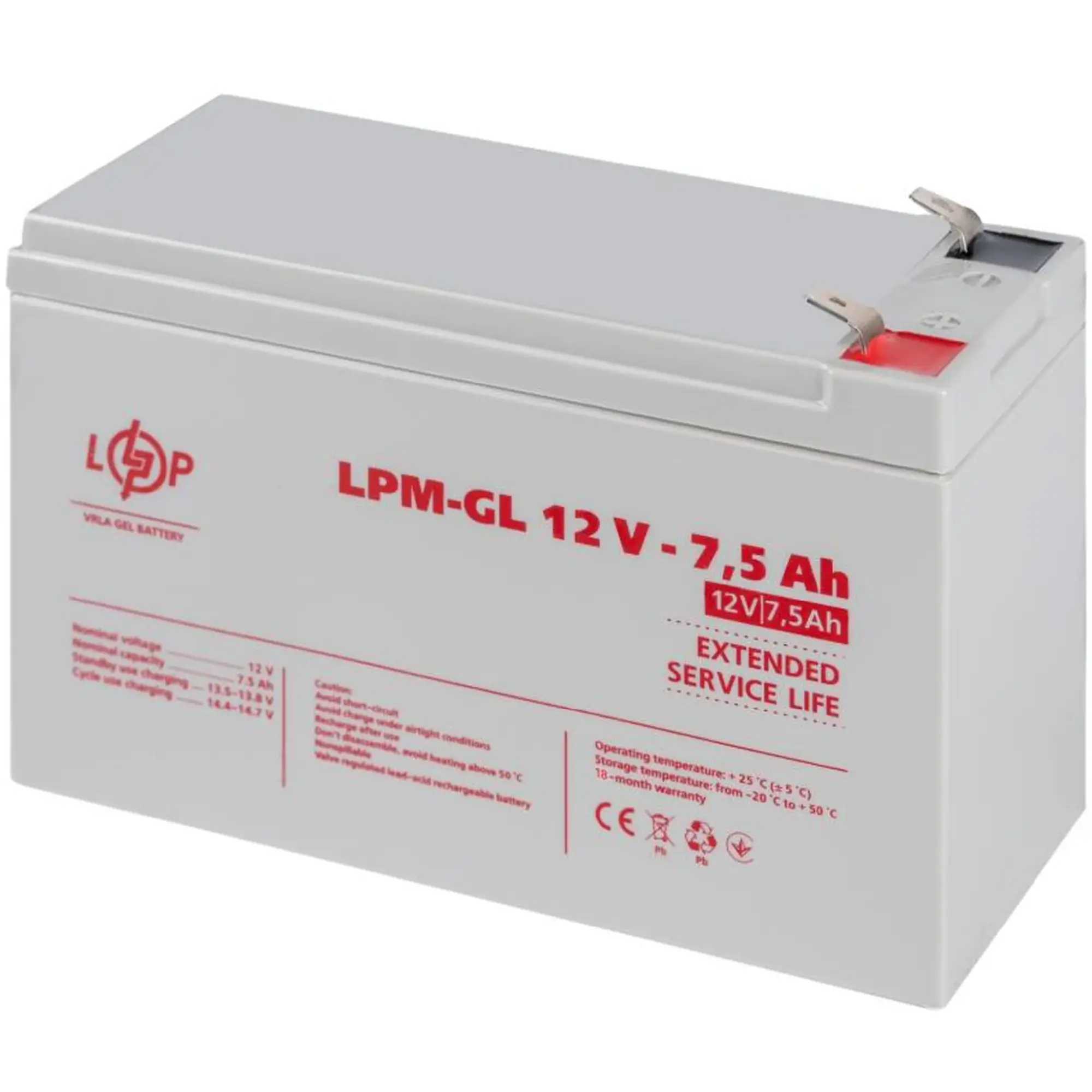 Купити Акумуляторна батарея до ДБЖ (UPS) LogicPower LPМ GL12-7,5АН (6562) - фото 4