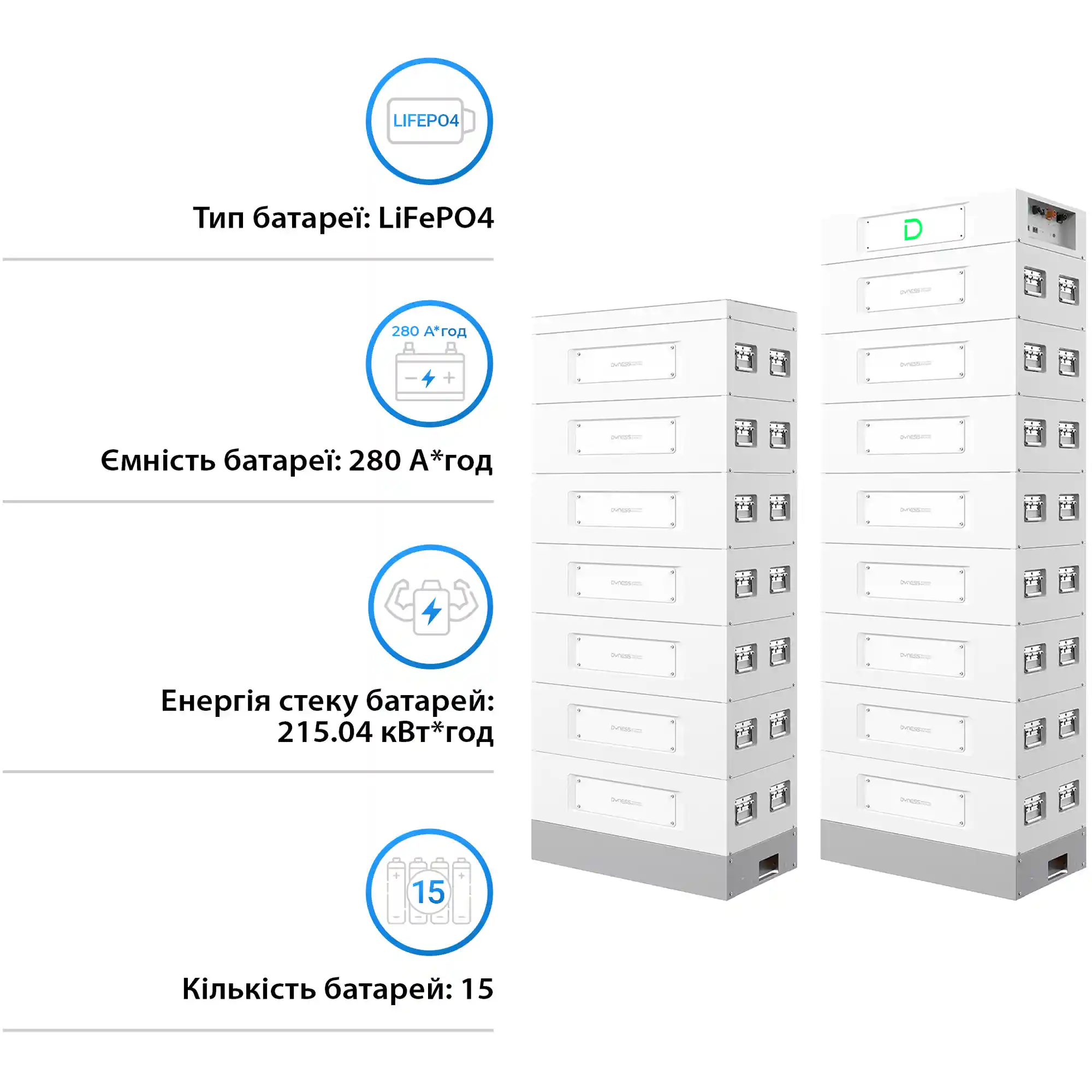 Купити Блок батарей Dyness STACK280-15 15xS51280 215kWh 768V 280Ah LiFePO4 SBDU280 (STACK280-15-215kWh) - фото 3