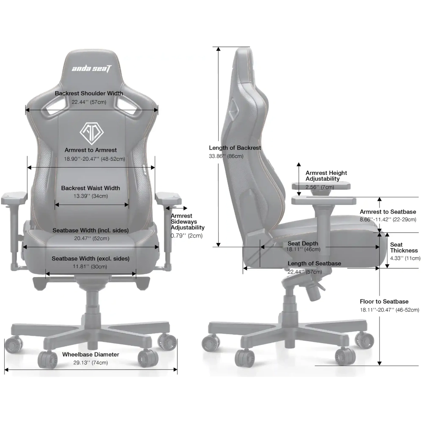 Купити Крісло для геймерів Anda Seat Kaiser 3E XL Bright Yellow Fabric (AD23YC-XL-09-Y-CF-Y01) - фото 10