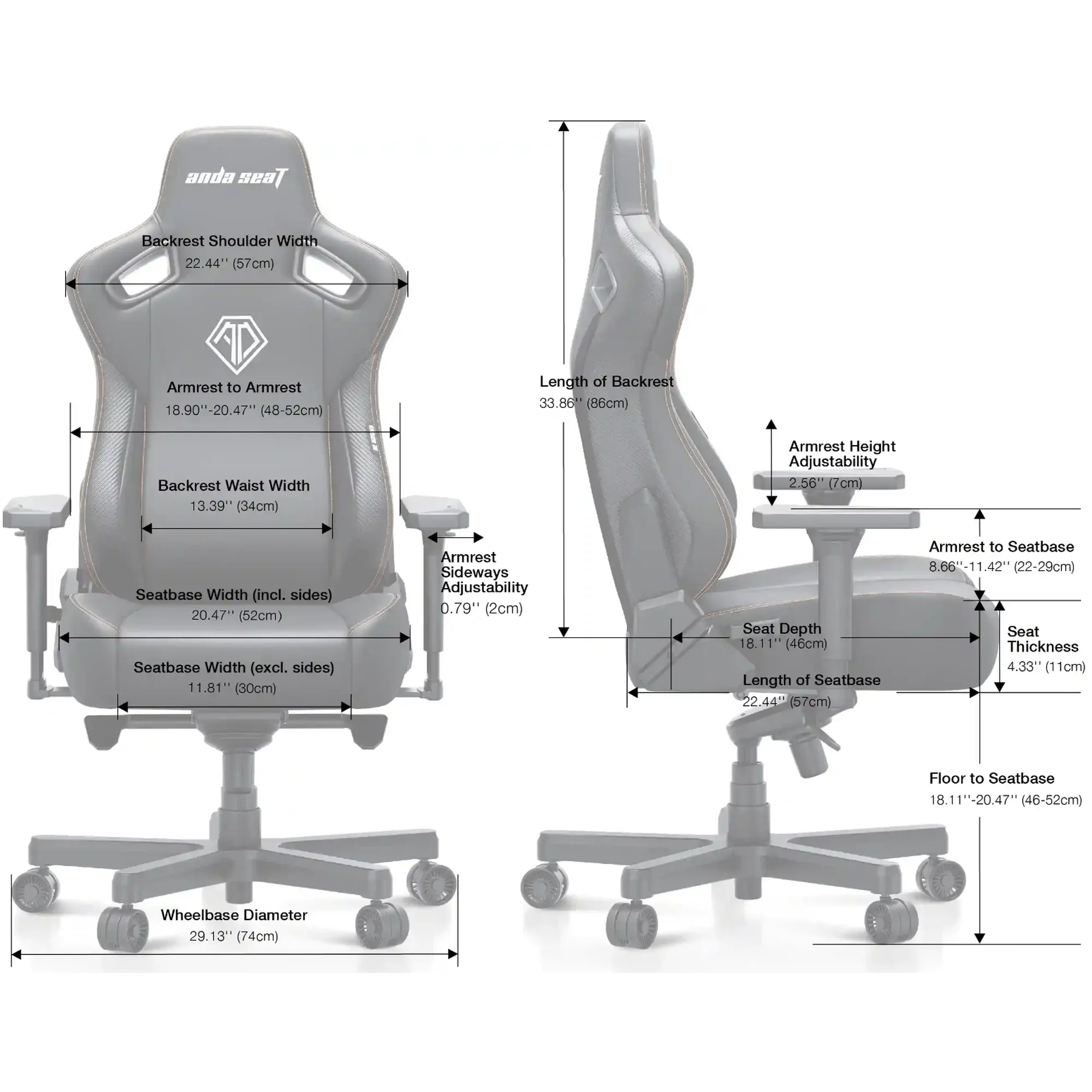 Купити Крісло для геймерів Anda Seat Kaiser 3E XL Bright Yellow Fabric (AD23YC-XL-09-Y-CF-Y01) - фото 10