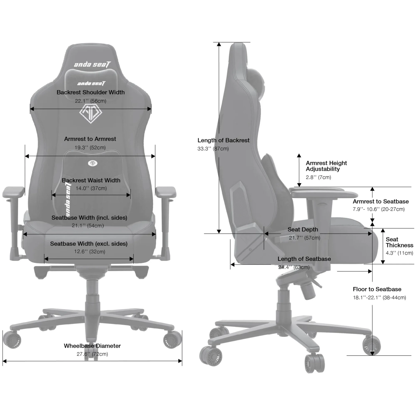 Купити Крісло для геймерів Anda Seat Novis Plus XL Grey Fabric (AD23YC-XL-01-G-F-G04) - фото 9