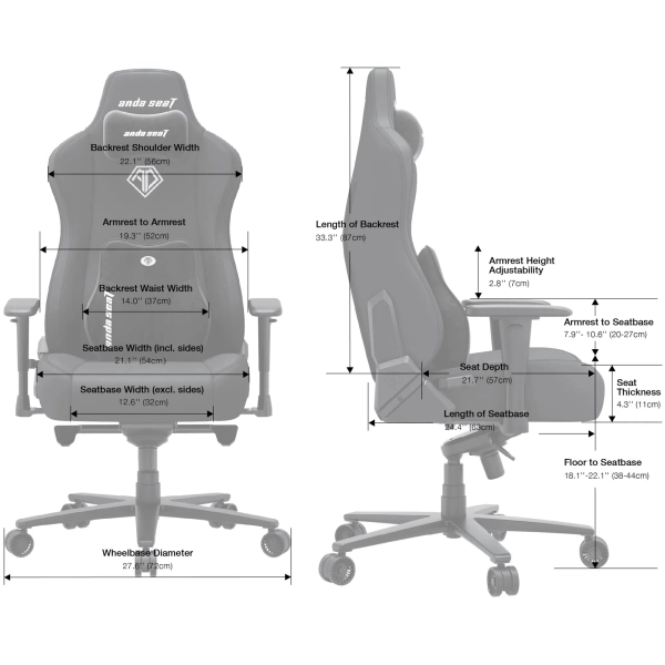 Купити Крісло для геймерів Anda Seat Novis Plus XL Grey Fabric (AD23YC-XL-01-G-F-G04) - фото 9