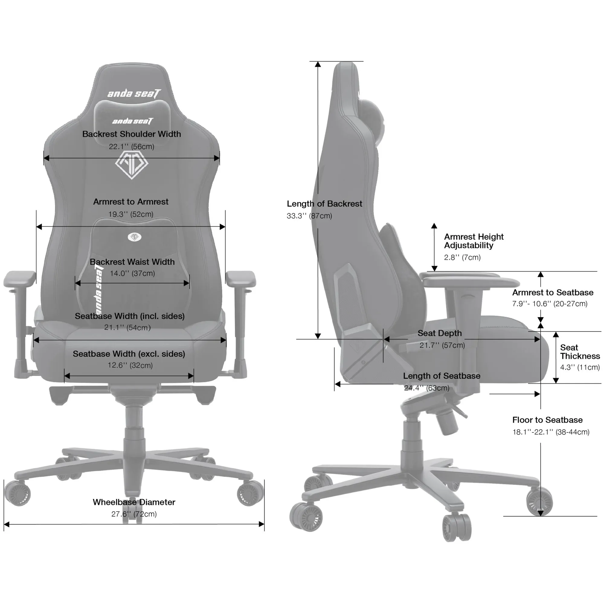 Купити Крісло для геймерів Anda Seat Novis Plus XL Grey Fabric (AD23YC-XL-01-G-F-G04) - фото 9
